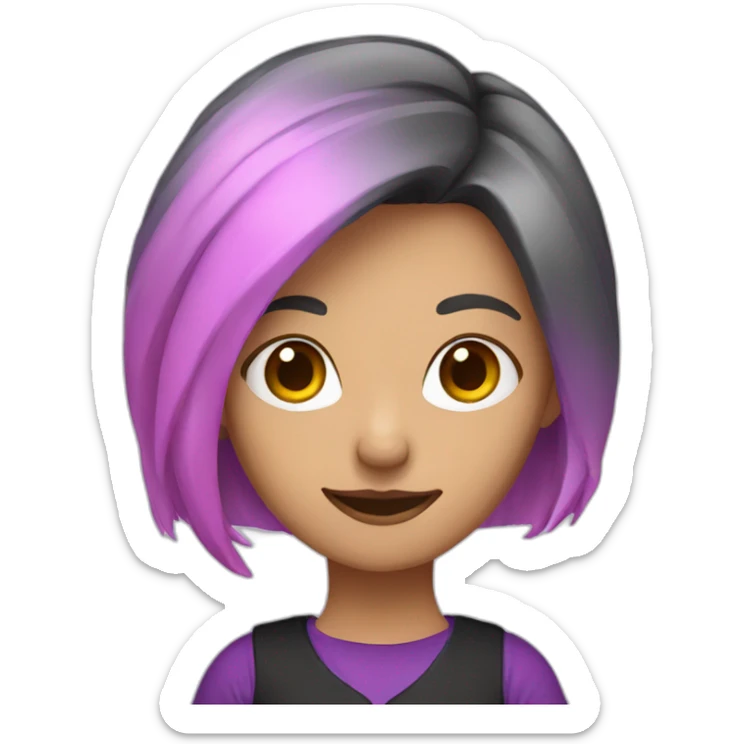 A woman with pink and white hair wearing a purple shirt and black pants sticker