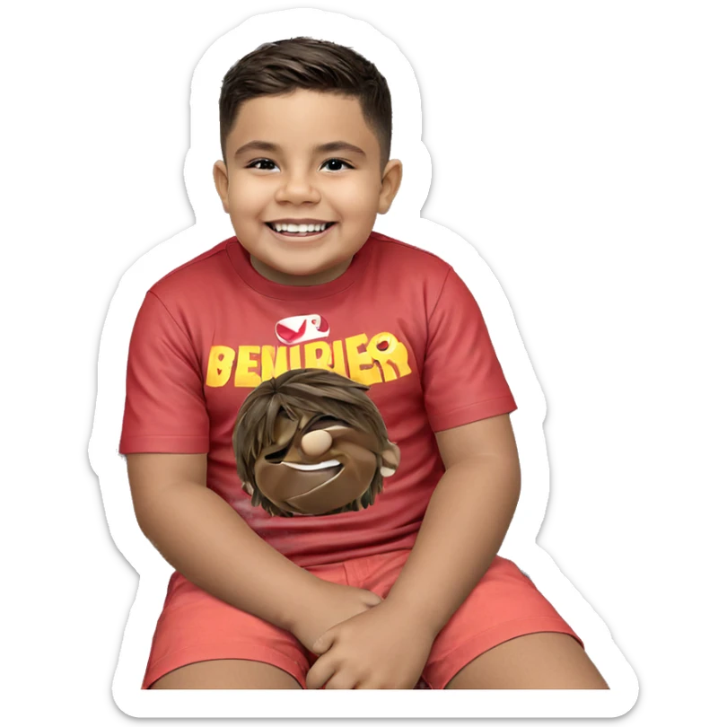 smiling boy in car interior sticker
