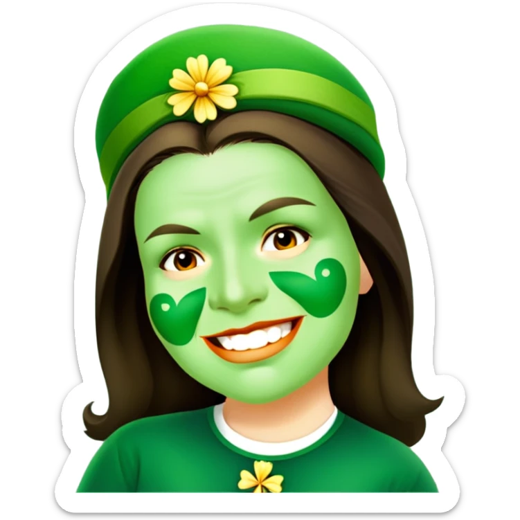 A person wearing green says feliz día de san patricio sticker
