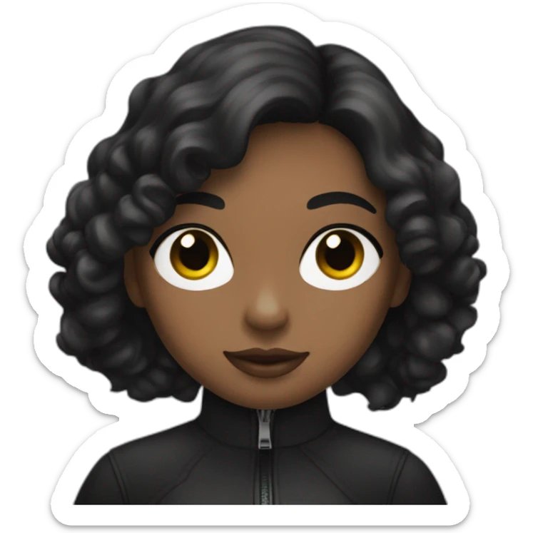 Girl with dark  hair and hazel eyes and black gloves sticker