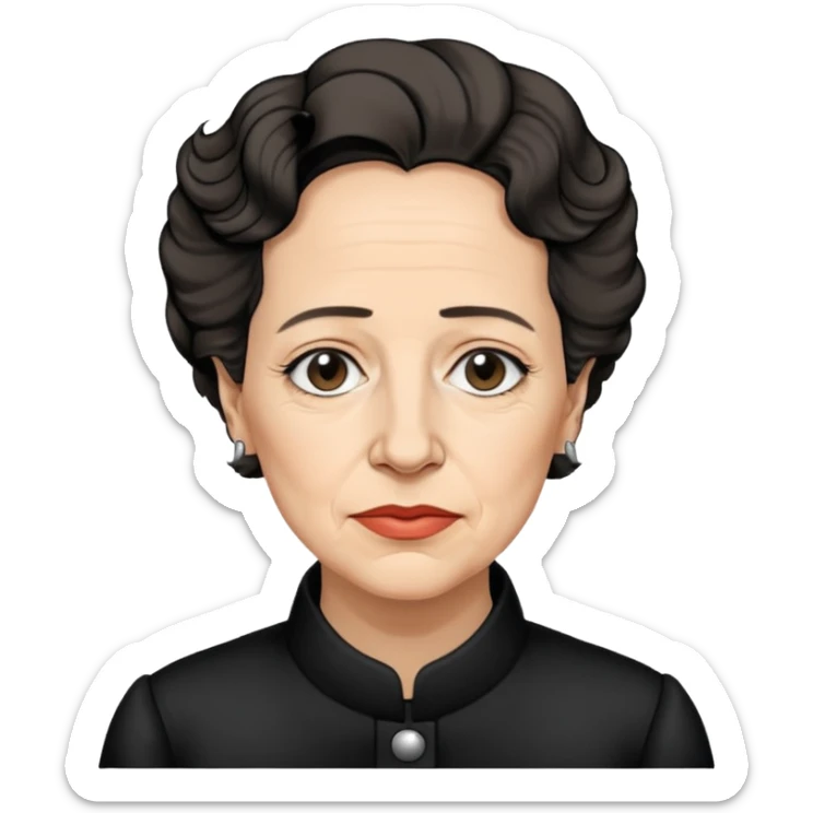 a hand drawn black outline portrait of Hannah Arendt sticker