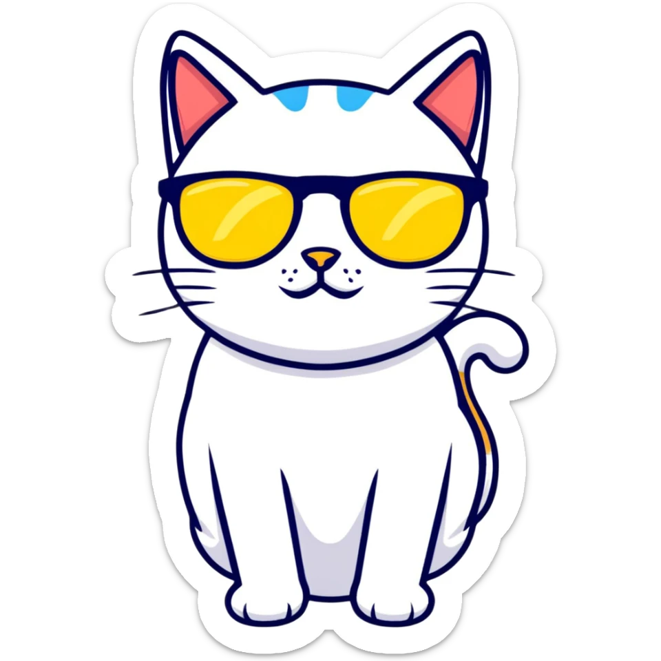 Cat with sunglasses sticker