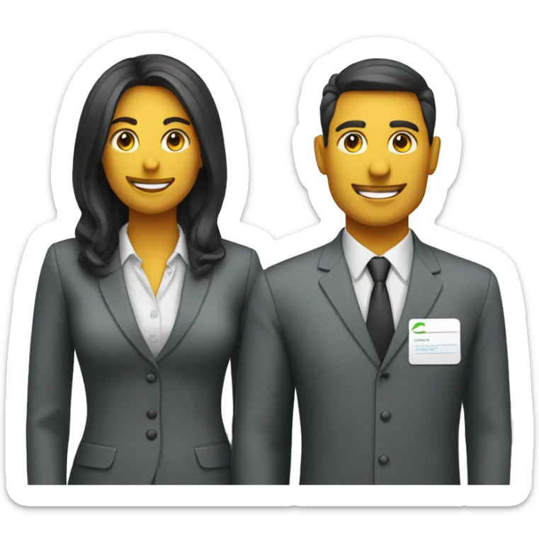 job seeker woman man the company's employee card sticker