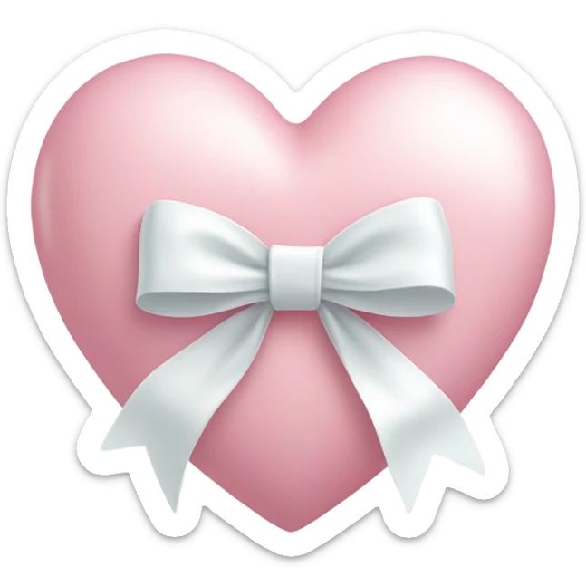 Pastel pink heart with white bow sticker