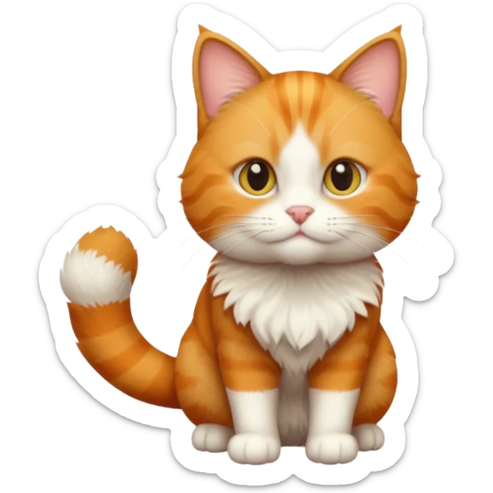 Make me a orange tabby cat with a white chin and a bit of white on the end of his tail sticker