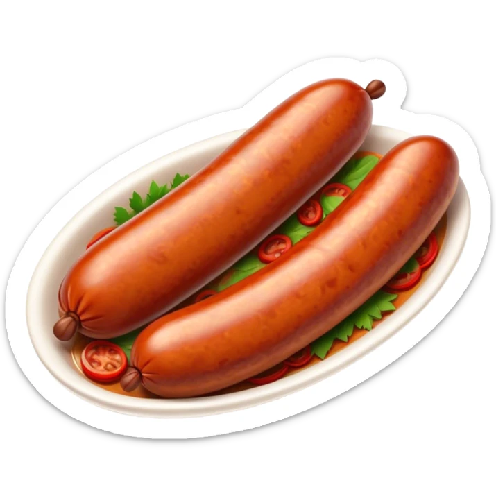 Chorizo Cinematic Realistic Chorizo Dish Emoji, depicted as a single, perfectly spiced sausage, rendered with rich textures and dynamic, appetizing lighting. sticker