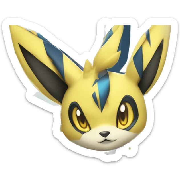 Anthro Edgy Cool Zeraora-Lucario-Jolteon-Pokémon-Fakémon with shiny blue stripes Full Body Detailed High Quality  sticker