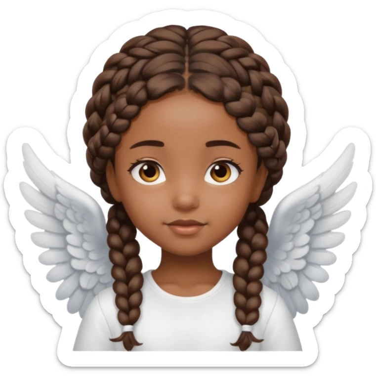 black Cute Girl with Angel Wings and braided hair sticker