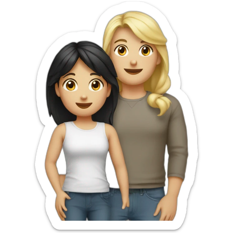 Blonde mom. Black hair father. Blonde toddler girl. Blonde toddler boy. Brown hair baby sticker