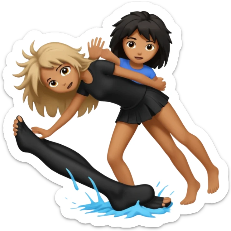 a foot placed on a girl's hair as if the foot were crushing her head sticker