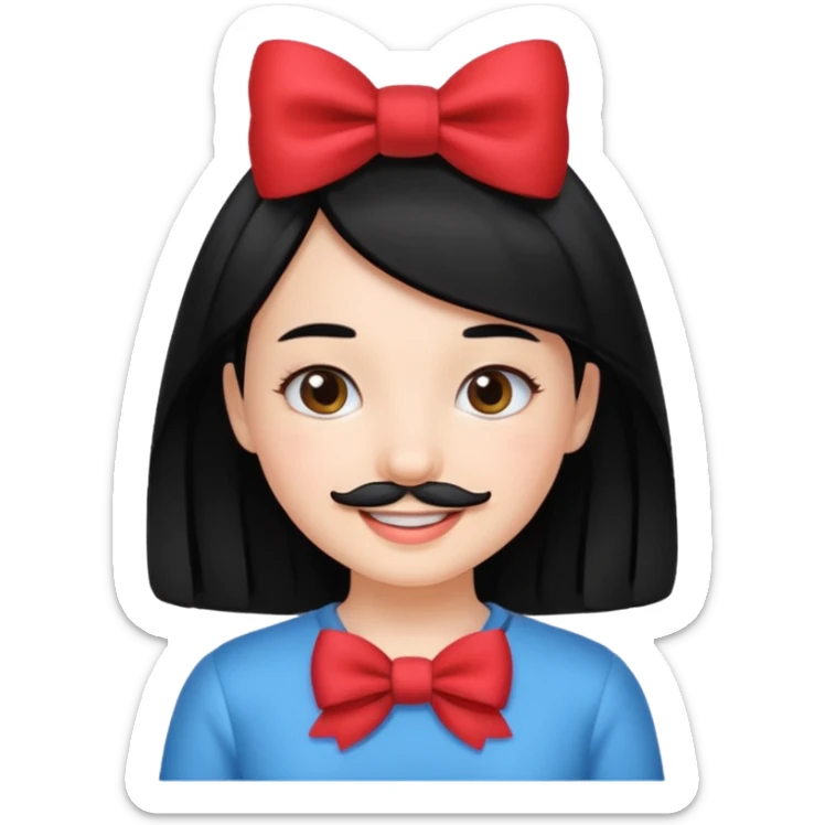 Adolf Hitler Like a girl hair with a bow  That he has black hair and a small mustache(„toothbrush) like Hitle sticker
