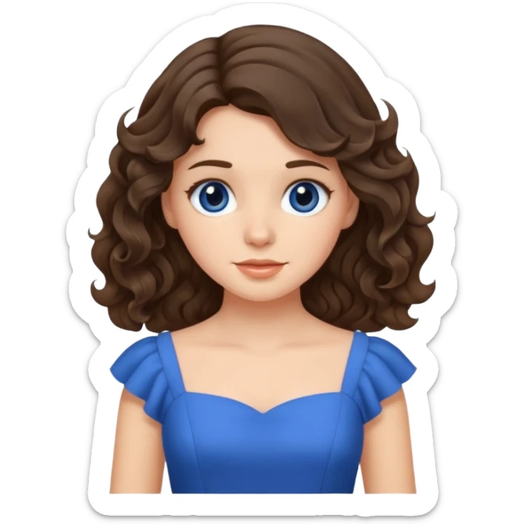 brunette girl with wavy hair sticker