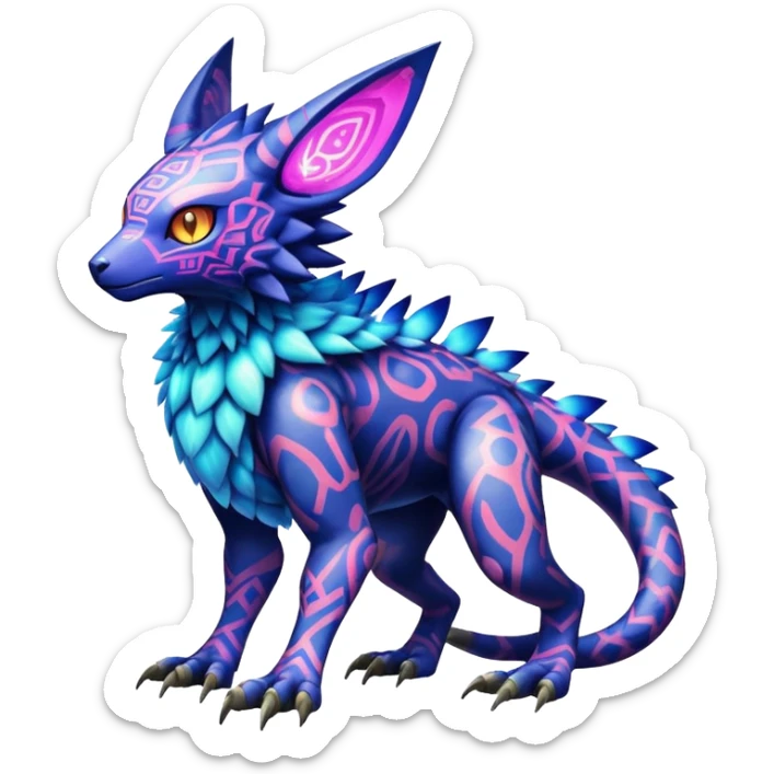  colorful warm modern cyber-Fakémon-Digimon-Trico-Vernid-creature (full body) sticker