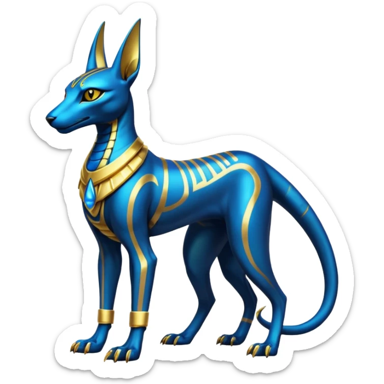 Futuristic Ethereal Beautiful Anubis-Salandit-Bastet-Fakémon-hybrid-creature (full body)  sticker