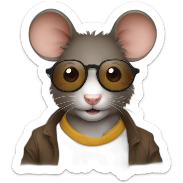 Un gros rat avec des lunettes et avec des cheveux bruns sticker