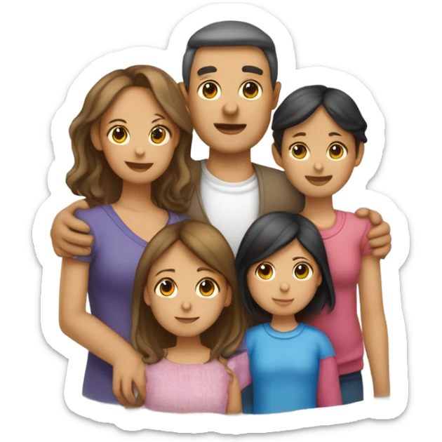 Familia de 10 personas papá mamá niña de 6 años niña de 15 años y bebe de 2 mese sticker