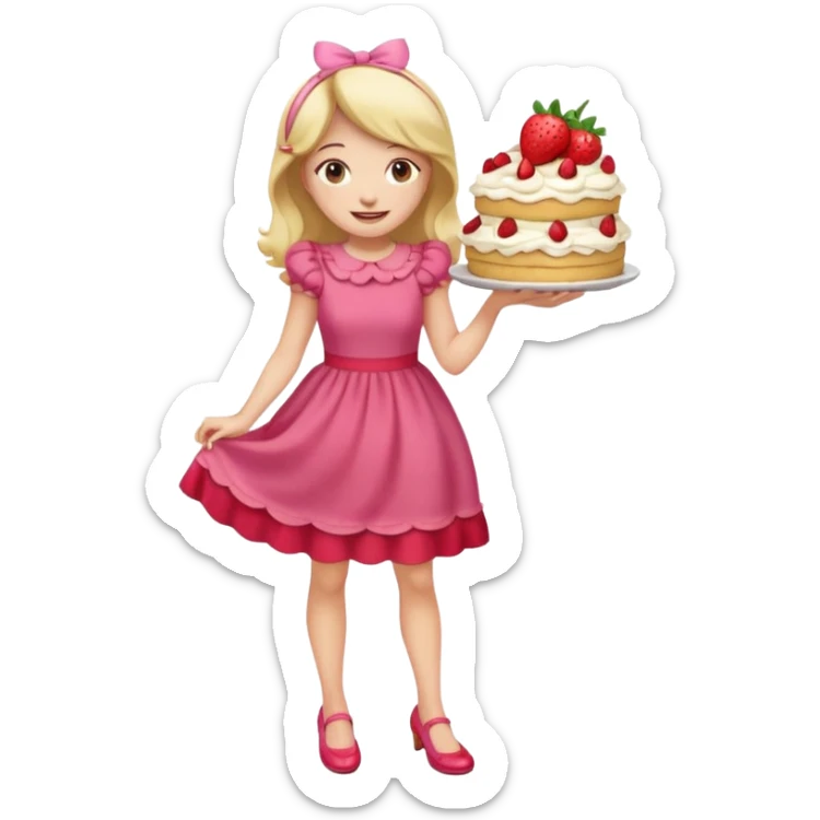 pretty and cute modern day strawberry shortcake full body with red shoes emoji sticker