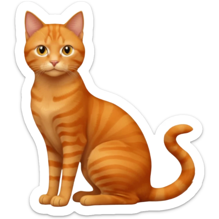 full body solid orange domestic shorthair slim cat with yellow/orange eyes sitting sticker