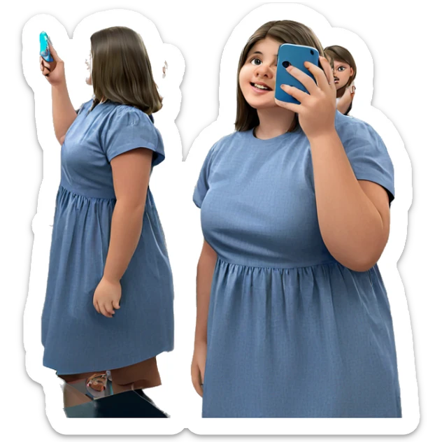 girl with phone in mirror sticker