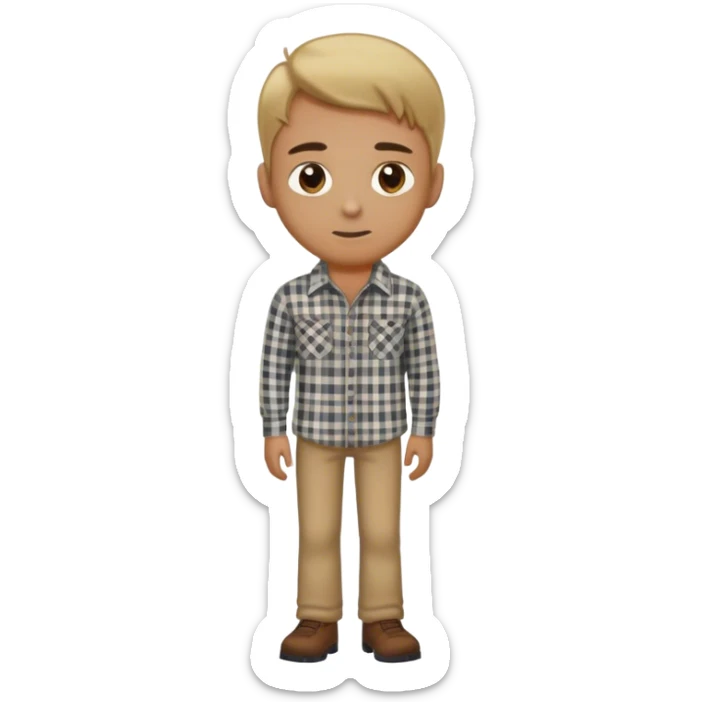 Short hair Dark blond man with hazel eyes in a plaid shirt full body sticker