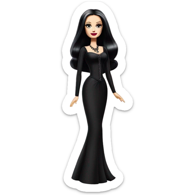 Principessa Barbie, teen Morticia Addams,cute,showing off, show full body, accessories  sticker