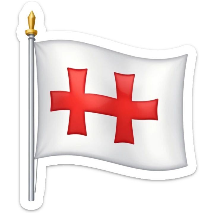 una bandera de fondo blanco, con una cruz que toca las 4 esquinas de la bandera sticker