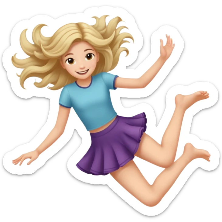 Teenager smiling laying down while twirling her hair in her fingers and kicking her feet around  sticker