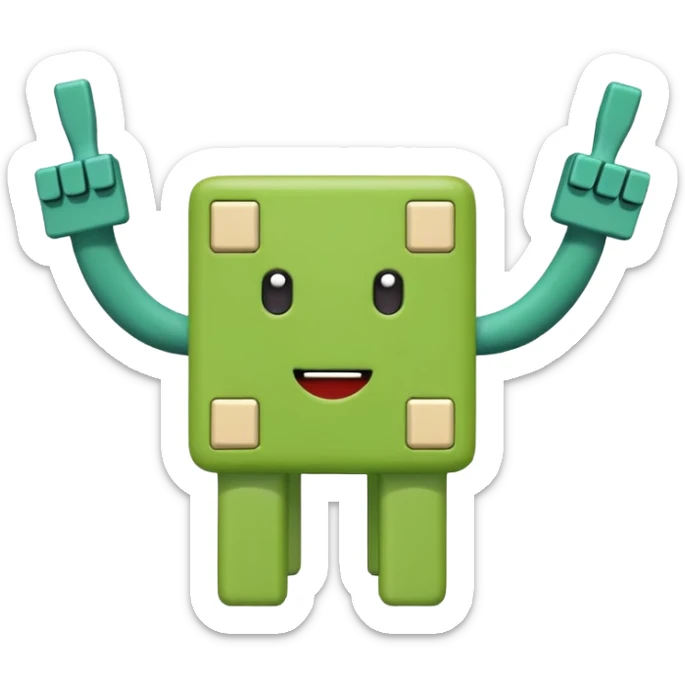 Green square shaped character with a means it's numberblocks four sticker