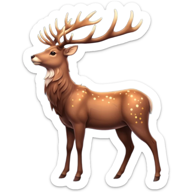 Celestial Stag emoji – full body, majestic stag with tall glowing antlers shaped like constellations, starry highlights on body, slight side angle sticker