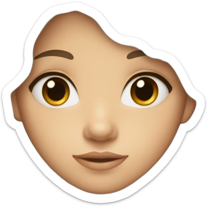 girl with wavy long dark hair, freckles and dark brown eyes sticker