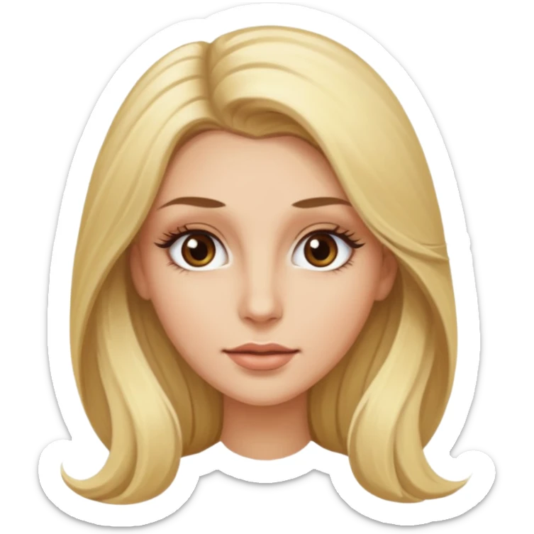 Blonde woman with long hair Light brown eyes, huge eyelashes and white skin sticker