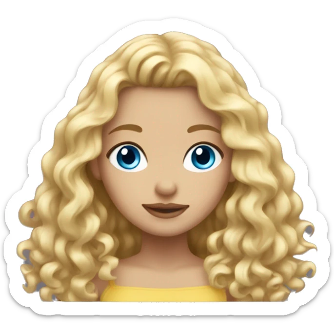 Short girl with long curly blonde hair and blue eyes sticker