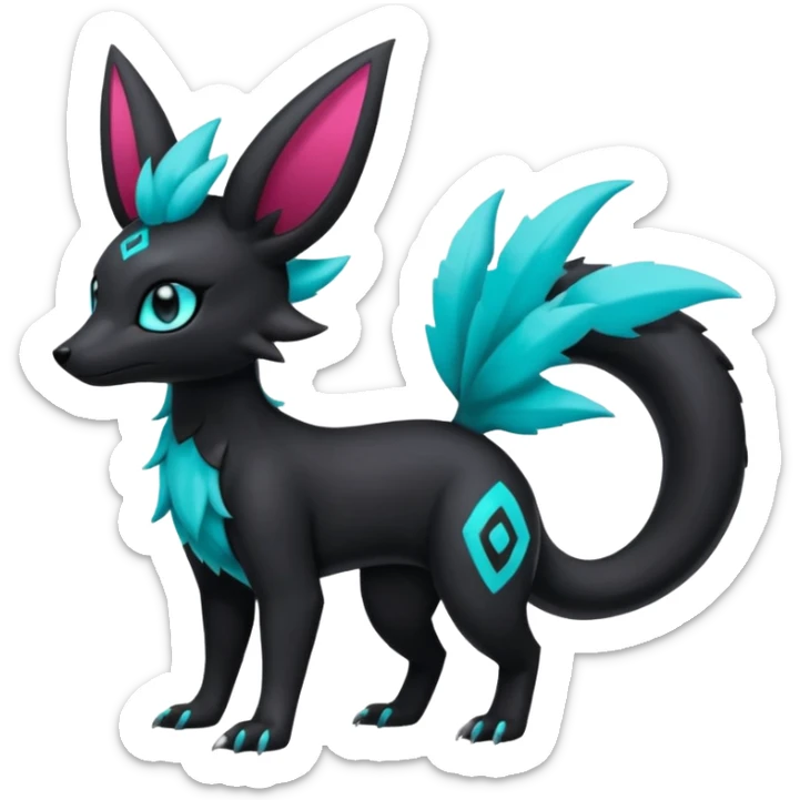 Shiny Dark Edgy Gothic Gloomy Futuristic Salandit-Umbreon-Shaymin-Delcatty-Hybrid (Full body) sticker