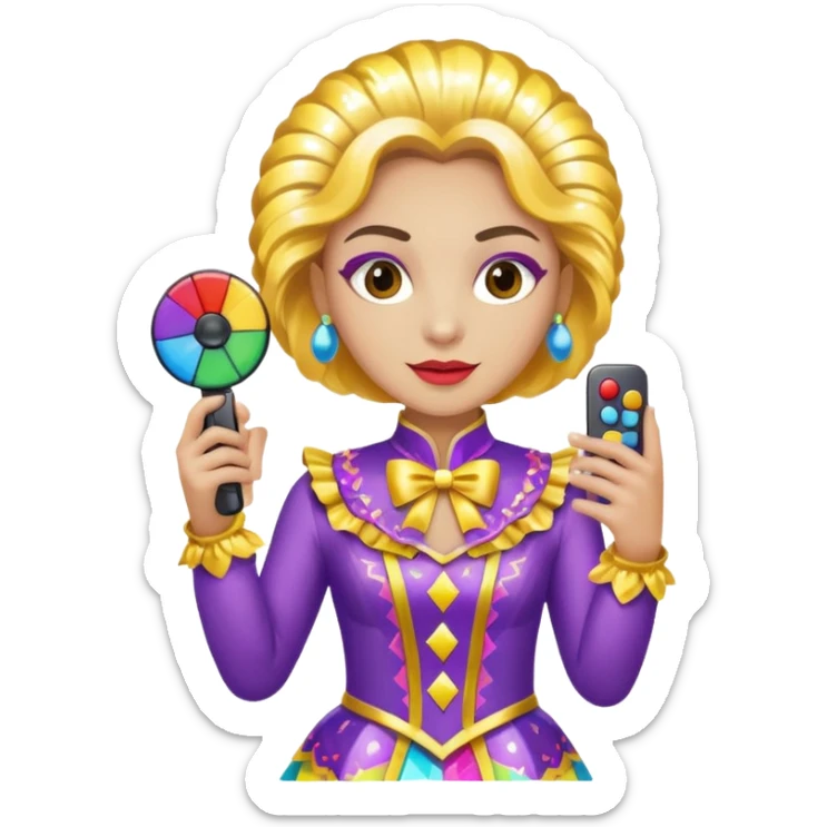 Uma pessoa com um controle remoto na mão e vestida de fantasia de carnaval sticker