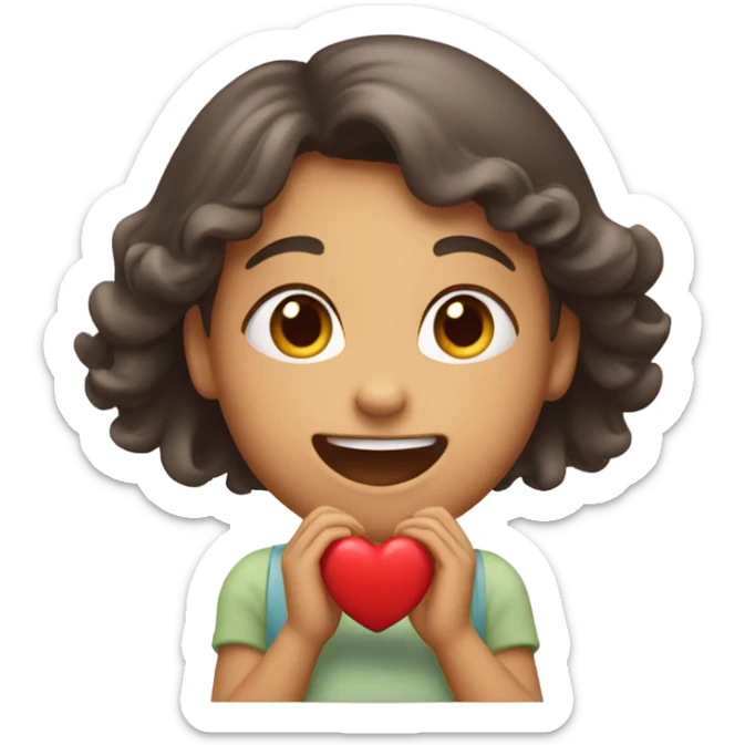 Girl giving her friend her heart and saying love you sticker