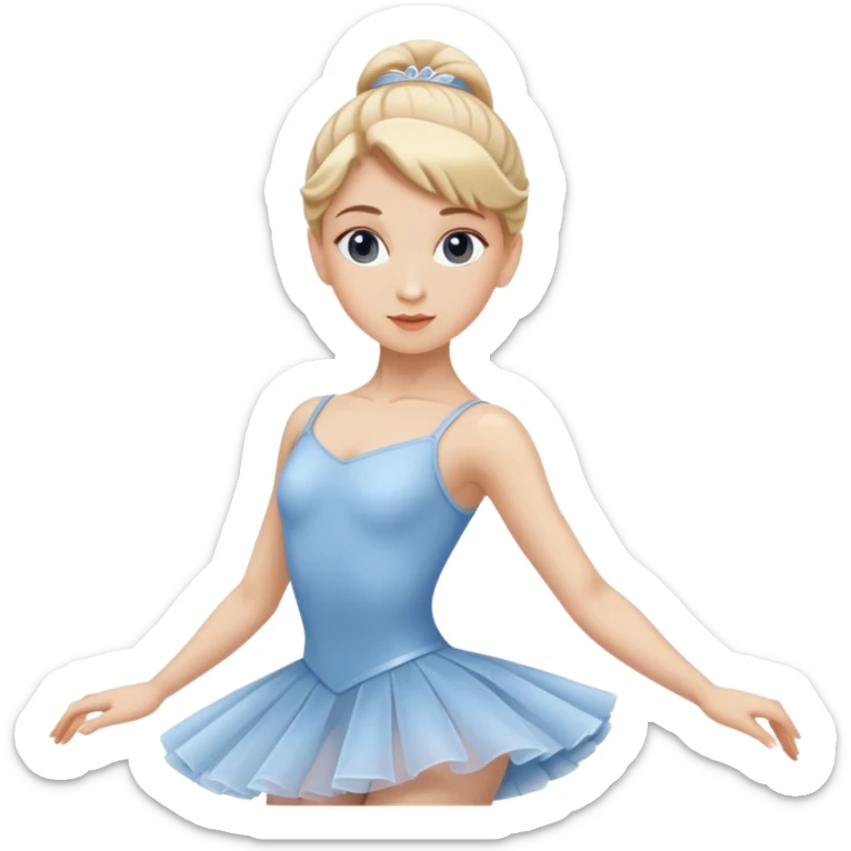 female ballet dancer, blond hair, classic ballet outfit in blue or white, no pink color sticker