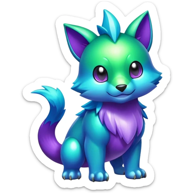 Shiny epic green blue and purple animal-fakemon sticker
