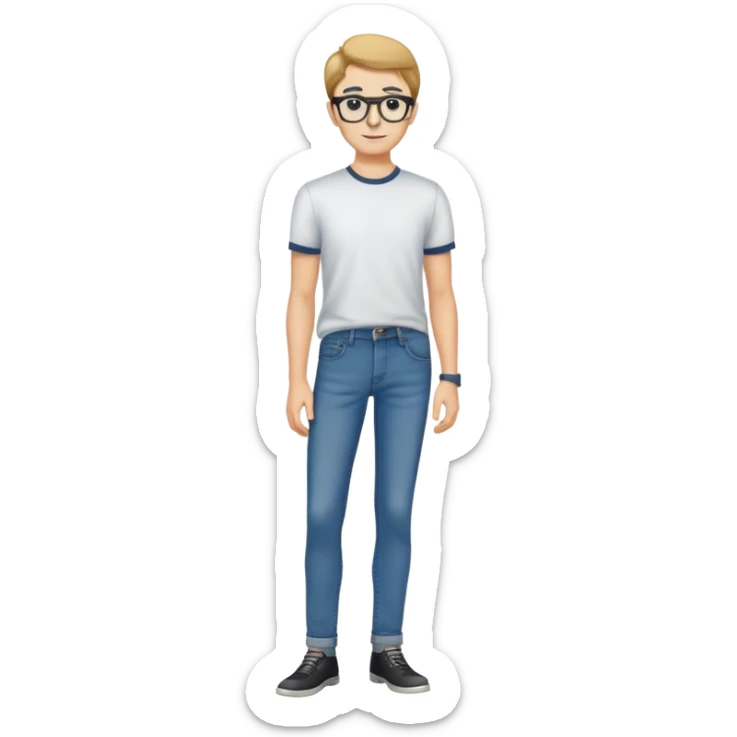 Ein junge der aus sieht wie ein nerd brille komischer seitenscheitel richtig fette skinni jeans sticker