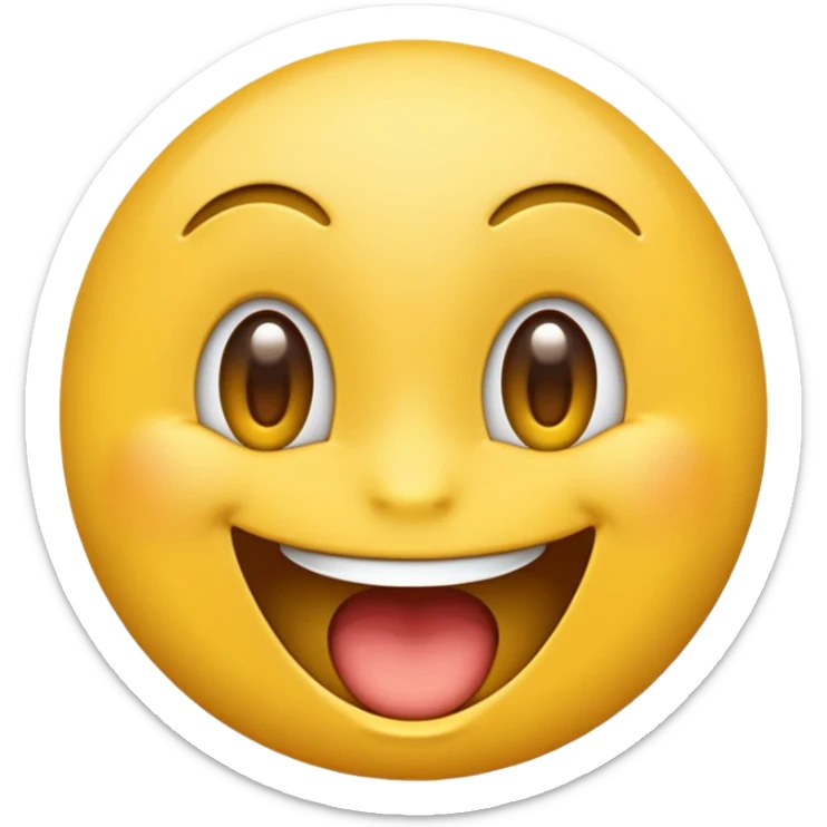 really really happy emoji, wide open mouth, sparkling eyes, classic emoji style sticker