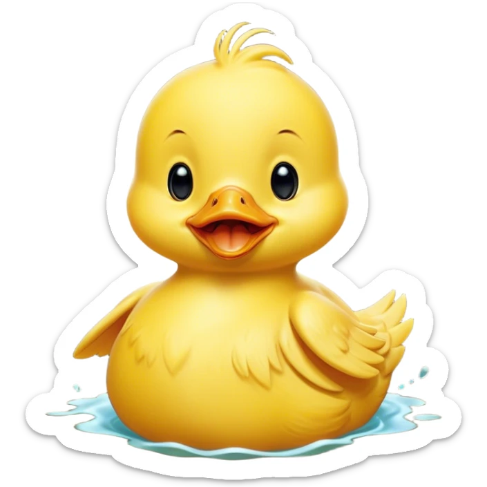 Cinematic Cute Yawning Yellow Baby Duck Portrait Emoji, Head tilted slightly with a dramatic, wide-open yawn, showcasing a soft, downy yellow coat with little drooping wings, round eyes barely open in drowsy contentment, Simplified yet irresistibly adorable features, highly detailed, glowing with a soft, cozy glow, high shine, relaxed yet expressive, stylized with a touch of whimsical charm, bright and endearing, soft glowing outline, capturing the essence of a sleepy yet affectionate duckling, so drowsy it feels like it could stretch out of the screen and curl up for a nap! sticker