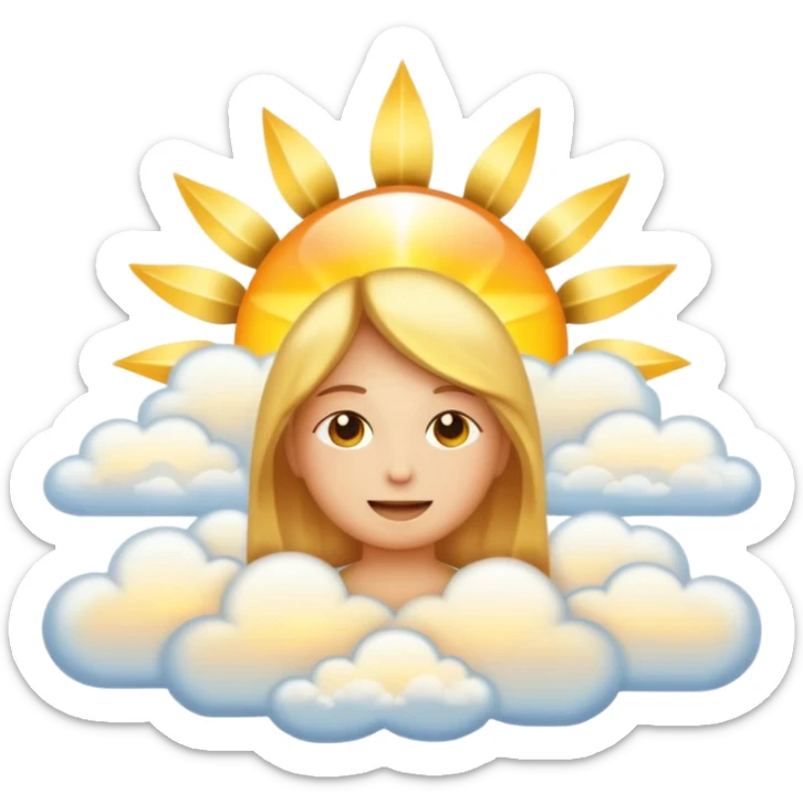 "Create a warm emoji representing morning spiritual awakening. Golden sunrise rays, soft light beams, peaceful clouds, or spiritual symbols like crosses, crescents, or light. No human figures - focus on light, warmth, and divine energy." sticker