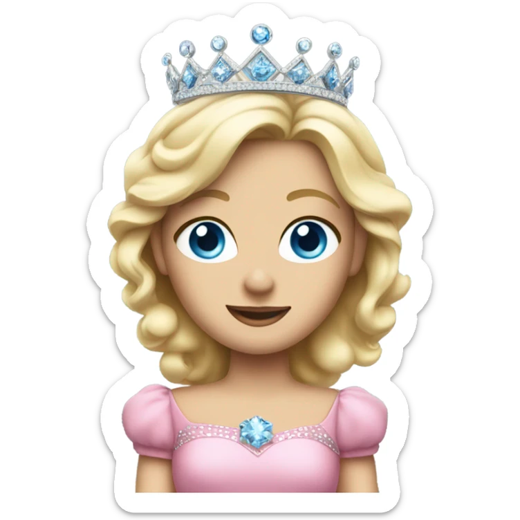 Blue eye blonde hair queen with pink dress and tiara sticker