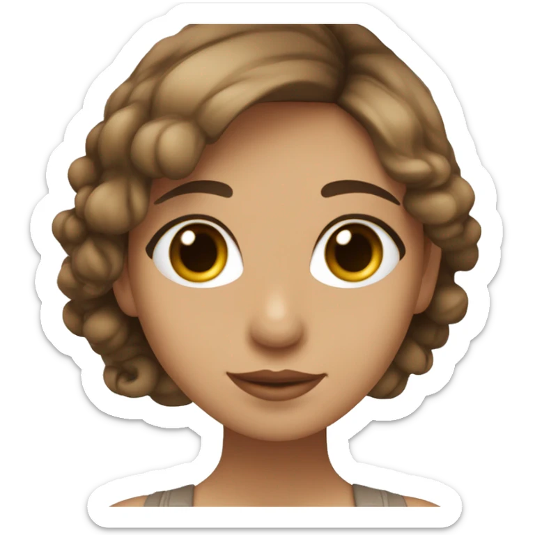 Una chica, cabello lizo, color castaño, piel blanca, ojos color café clarito  sticker