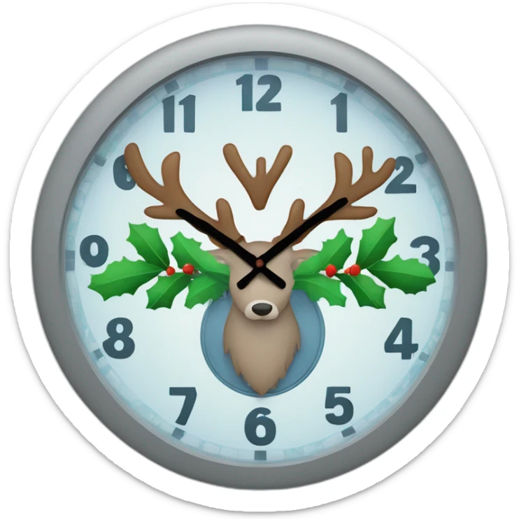 christmas clock with the word fresco in the center in blue, green, gray and with a reindeer sticker