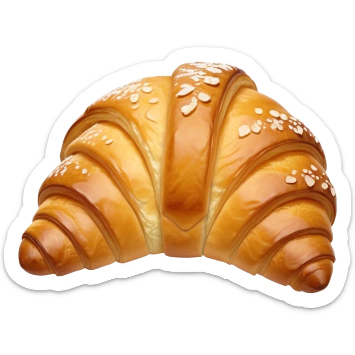 Cinematic Realistic Rustic French Croissant Pastry Emoji, depicted as a flaky, buttery crescent with delicate, layered textures and a slight, intentional char along the edges that imparts a rustic, artisanal charm. The golden, crispy exterior shows a hint of burnt nuance, rendered with warm, inviting lighting and exquisite detail to capture its time-honored, imperfect perfection. sticker