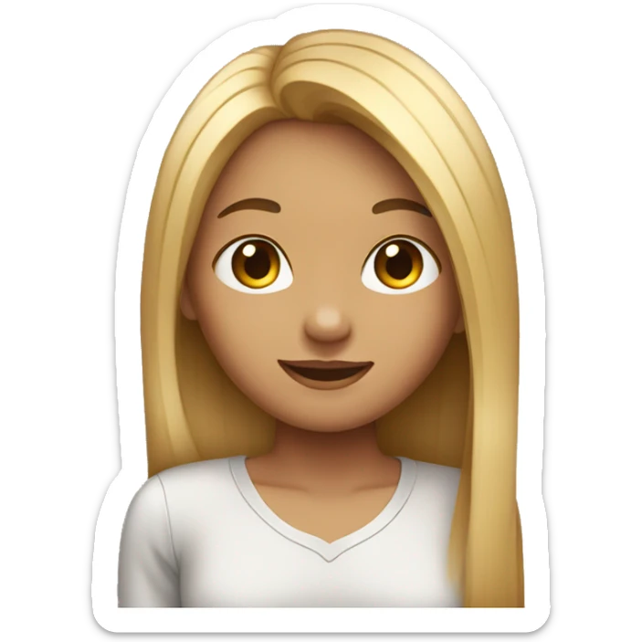 Girl with waist length straight hair over her shoulder  sticker