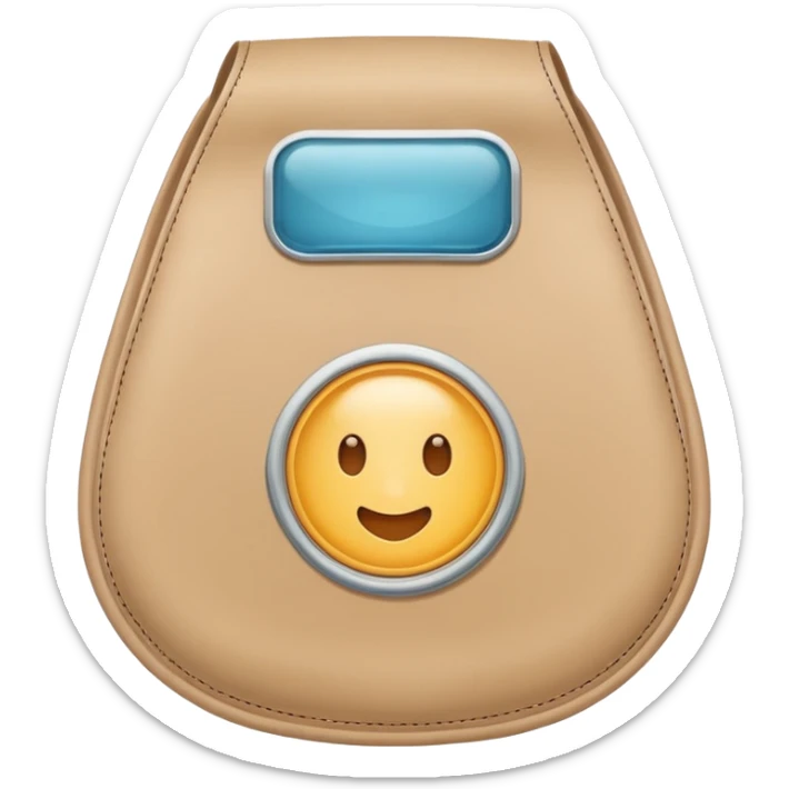 ostomy bag in beige with a circle in the middle. no liquids or smileys. keep it very clean and medical sticker