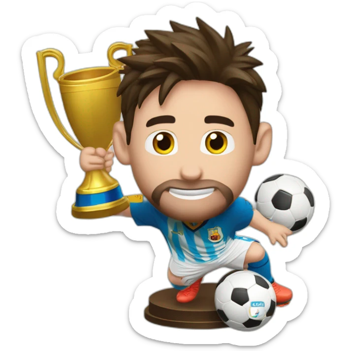 Leonel messi festejando con la copa del mundo de futbol sticker