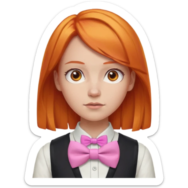 In A Clash Of Clans Aesthetic orange hair woman with pink bowtie sticker