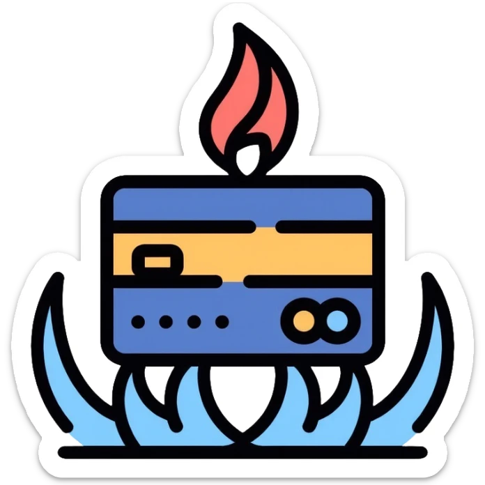 Gazprom Pay logo with credit card and gas flame symbol, payment app icon sticker